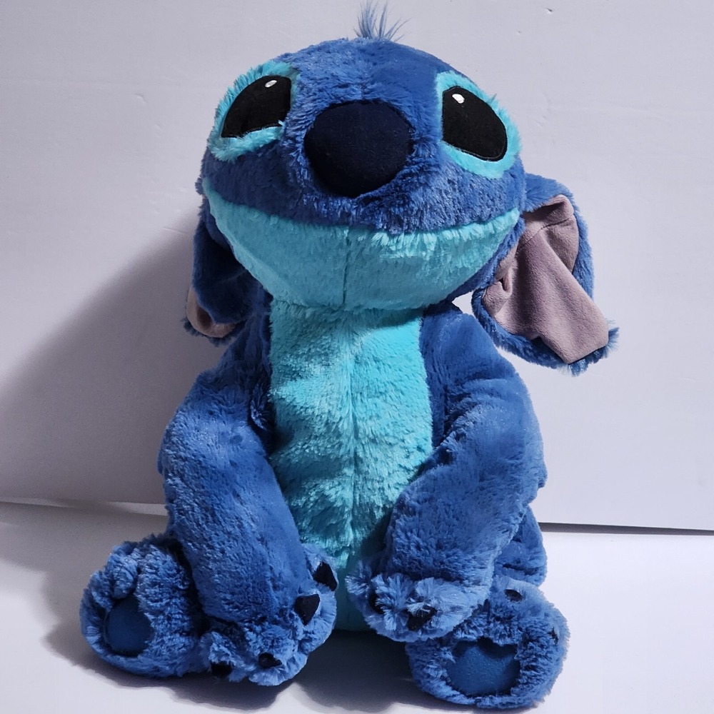 Disney Parks Blue Lilo & STITCH Plush Sitting 14" Sewn Eyes Authentic